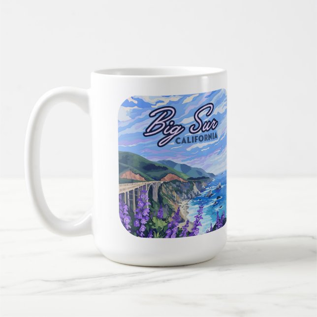 Mug Côte de Big Sur Californie Retro Côte Ouest (Gauche)