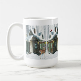 Mug Cottage de Tasse-Hiver avec des cerfs communs