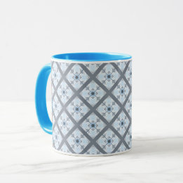 Mug Cottage vintage Blue Diagonal Motif Design