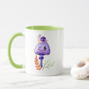 Mug cottagecore kawaii champignon et escargot
