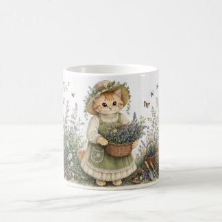 Mug Cottagecore Kitten Lavender Garden Art