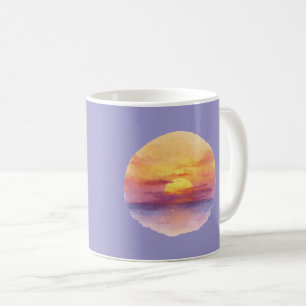Mug Coucher de soleil aquarelle océan horizon esthétiq