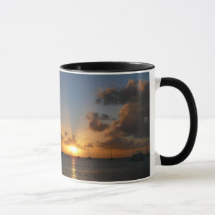 Mug Coucher de soleil avec voiliers Paysage tropical P
