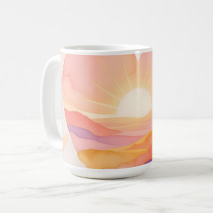 Mug Coucher de soleil cœur aquarelle sérénité