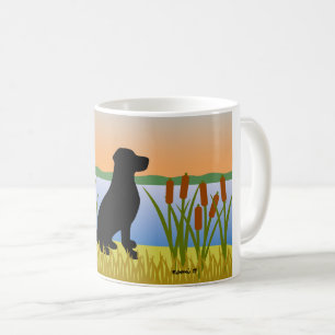 Mug Coucher de soleil de Chien noir du Labrador