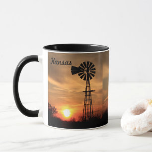 Mug Coucher de soleil de moulin à vent du Kansas