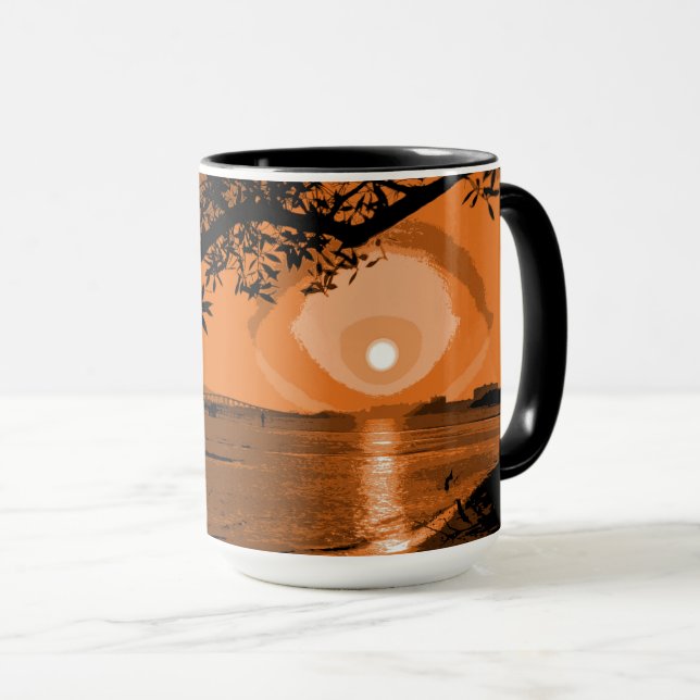Mug Coucher de soleil en cuivre et orange foncé (Devant droit)