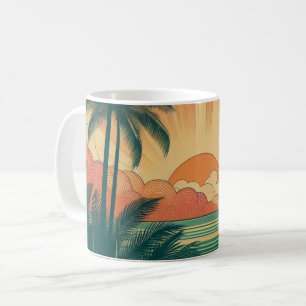 Mug Coucher de soleil rétro/tropical vintage/hawaïen