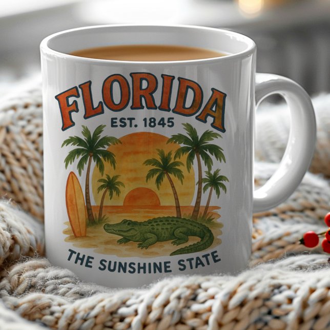Mug Coucher de soleil sur la plage de Floride Alligato (Florida, the Sunshine State mug )