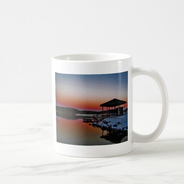 Mug Coucher de soleil sur le quai du lac Arrowhead (Droite)