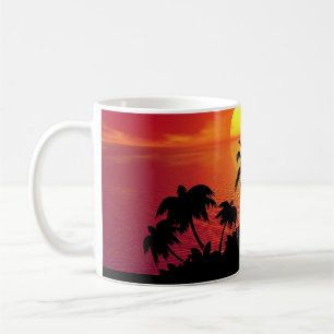 Mug Coucher de soleil tropical Palmiers Silhouette Pla