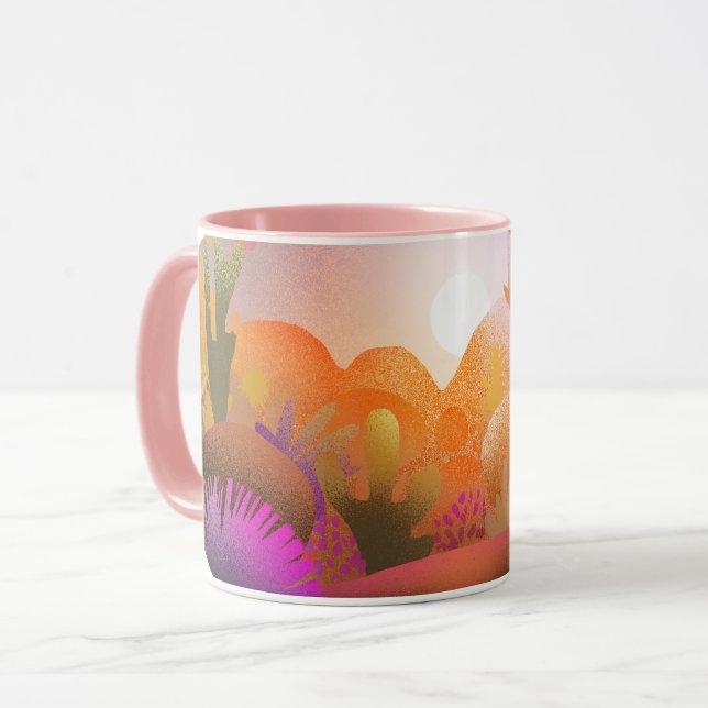 Mug Coucher de soleil vibrant dans le désert, paysage  (Devant gauche)