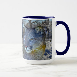 Mug Cougar Mountain Lion & Winter Tree