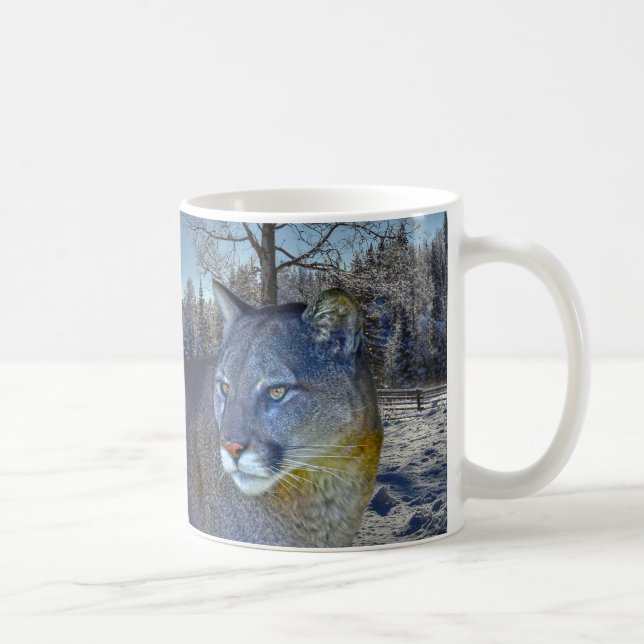 Mug Cougar Mountain Lion & Winter Tree (Droite)