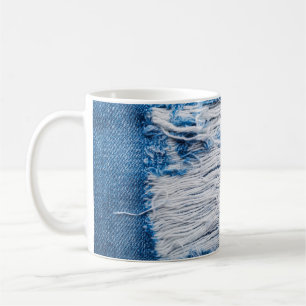 Mug Couleur bleu déchirée jean texture avec espace pou