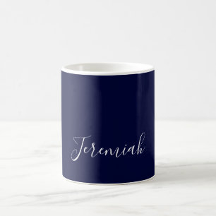 Mug Couleur bleu marine Calligraphie moderne simple de