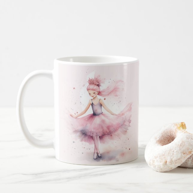 Mug Couleur d'aquarelle rose pâle pour Noël (Avec donut)