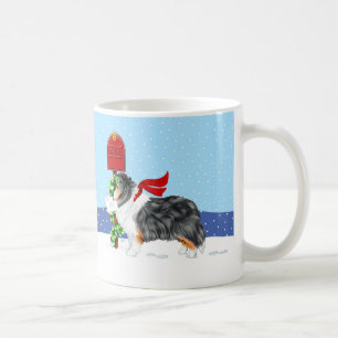 Mug Couleur de courrier de Noël de Sheltie tri
