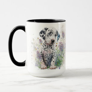 MUG COULEUR D'EAU ADORABLE FLEURS DE CHIENS DALMATIQUE
