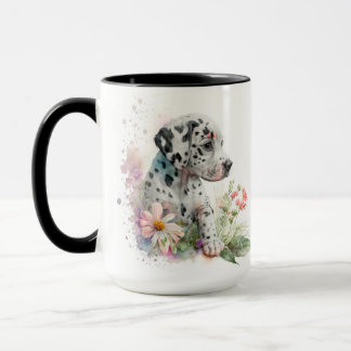 MUG COULEUR D'EAU ADORABLE FLEURS DE CHIENS DALMATIQUE