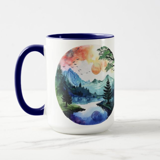 Mug Couleur d'eau de la scène naturelle (Gauche)
