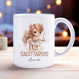 Mug Couleur d'eau mignonne Peinture Sagittarius Nom du