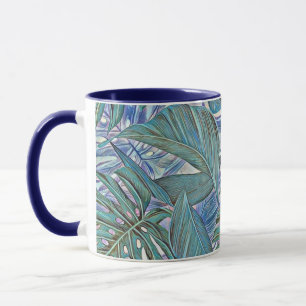 Mug Couleur d'eau tropicale feuille couleur verte