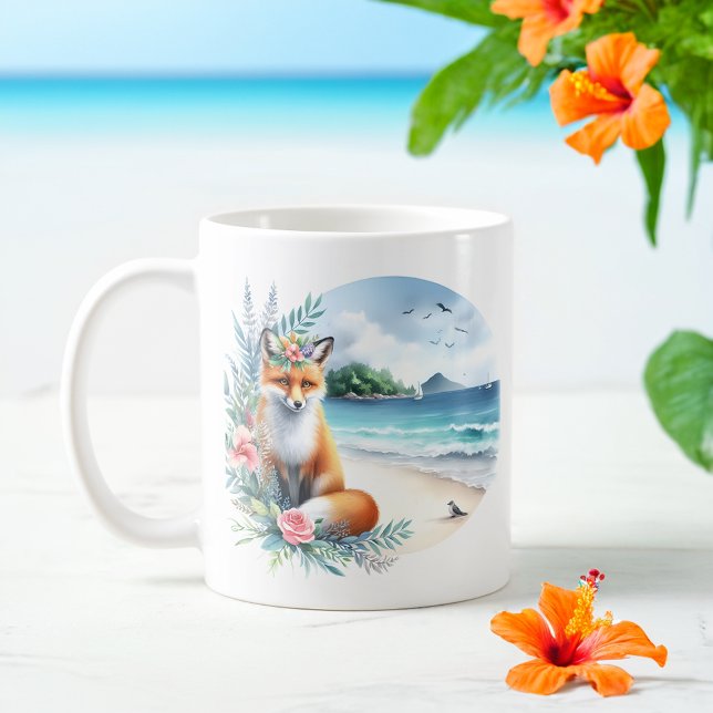Mug Couleur d'été Fox sur la plage (Créateur téléchargé)