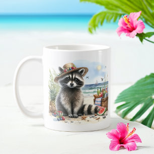 Mug Couleur d'été Raccoon sur la plage