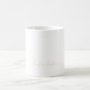 Mug Couleur Or Calligraphie Élégant Simple Nom