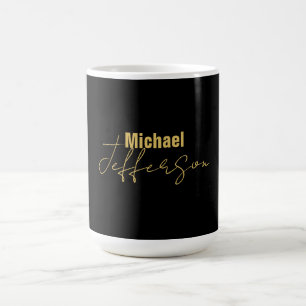 Mug Couleur or noir élégant nom moderne minimaliste