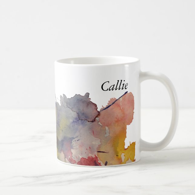 Mug Couleur primaire Aquarelle, Personnalisée, 2 (Droite)