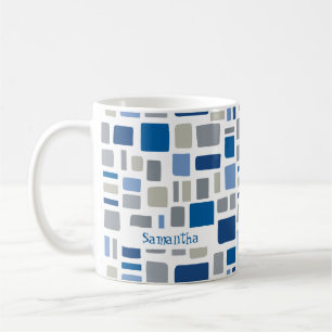Mug Couleurs cool bleu et gris Carrés et rectangles