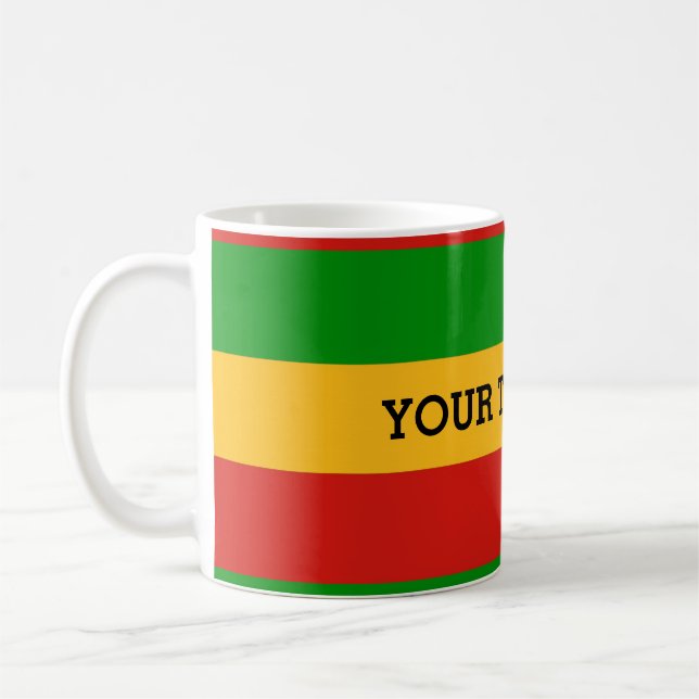 Mug COULEURS DE DRAPEAU DE RASTAFARI + votre texte (Gauche)