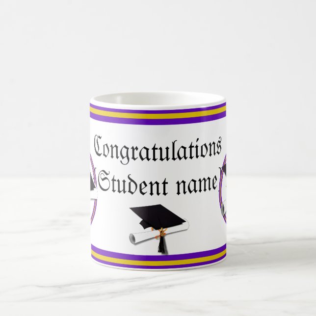 Mug Couleurs de l'école de graduation violet et or (Centre)