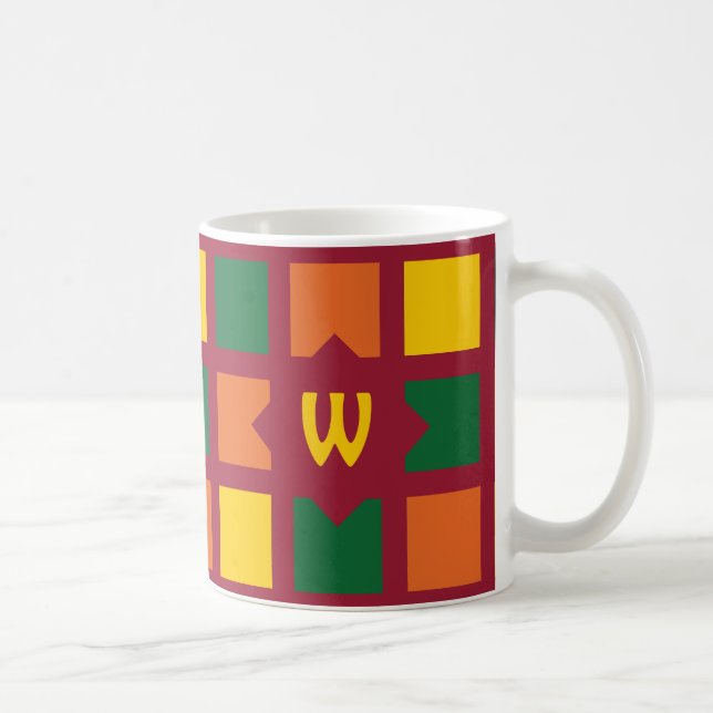Mug Couleurs épicées modernes Monogramme Carré géométr (Droite)