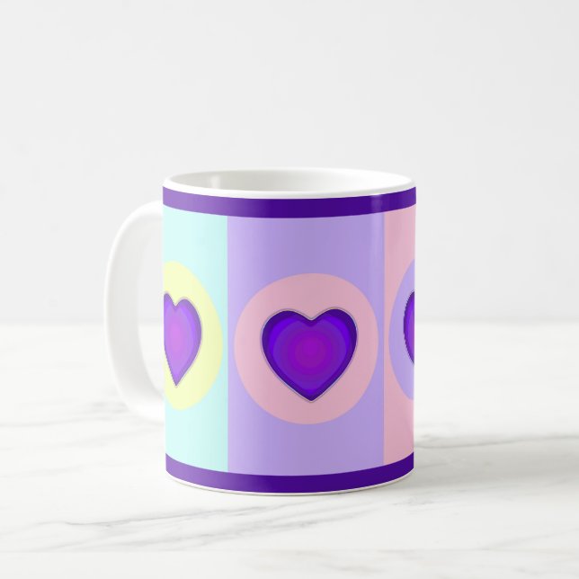Mug Couleurs pastel & coeurs violets battre (Devant gauche)