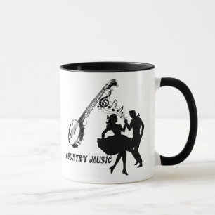 Mug Country Music Banjo Danseurs Carrés Silhouette art