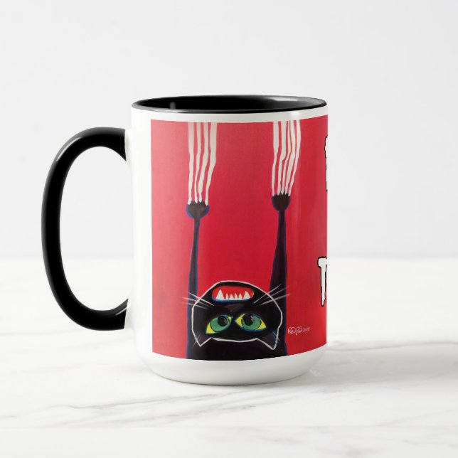 Mug "Coup dedans là ! "Tasse de chat noir (Gauche)