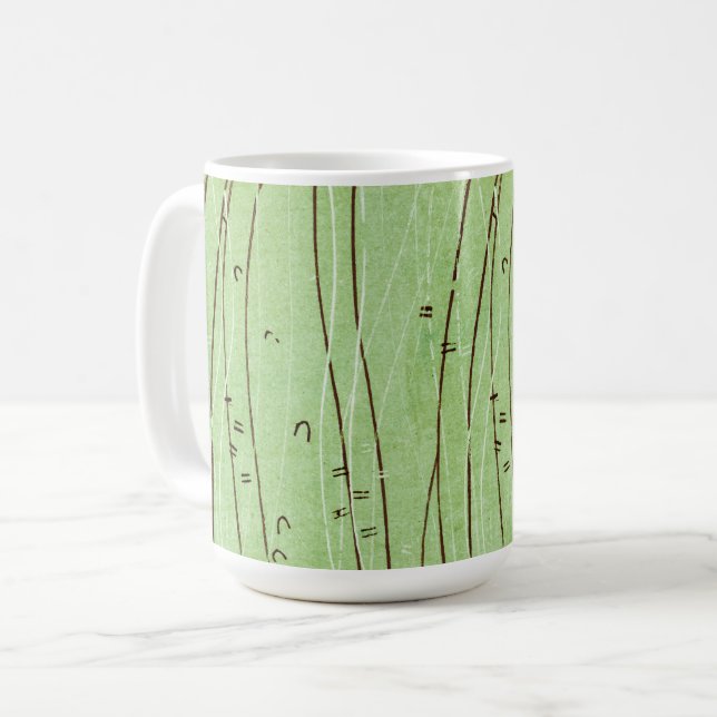 Mug Coupe Abstraite en bambou à style Vintage (Devant gauche)