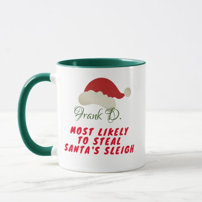 Mug Coupe Cadeau de Noël, Père Noël Personnalisé (Gauche)