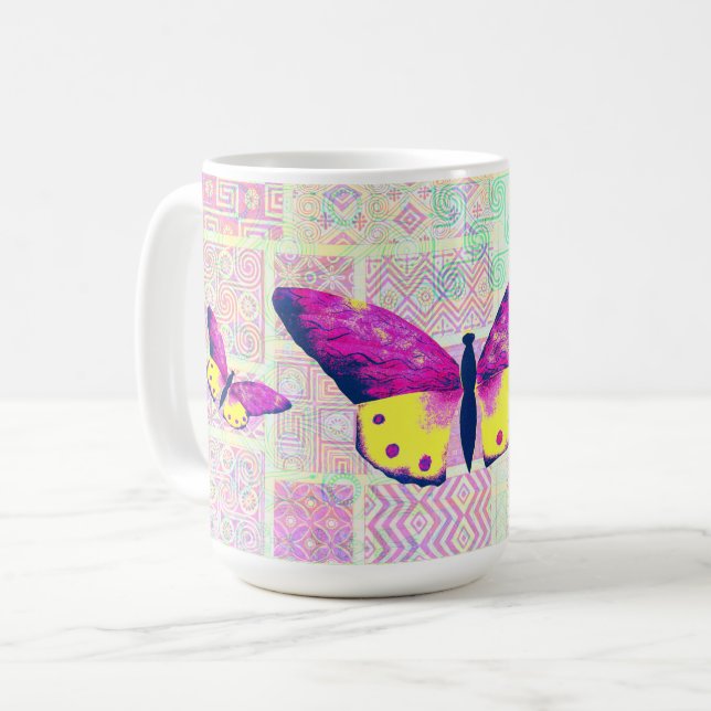 Mug Coupe d'art papillon de style vintage (Devant gauche)