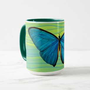 Mug Coupe d'Art Vert Papillon bleu Aqua