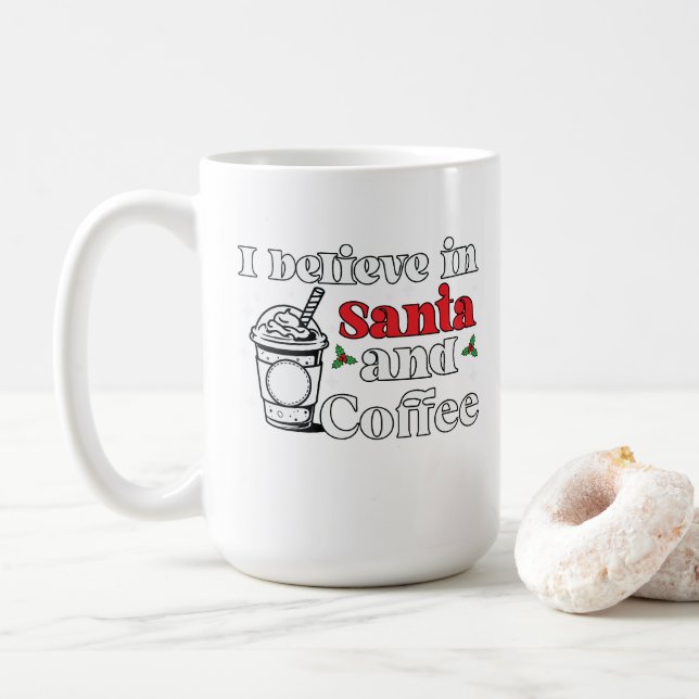 Mug Coupe De Café Avec Discours De Noël Sur Père Noël (Avec donut)