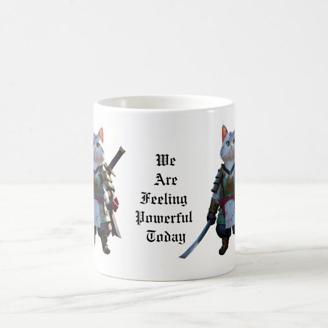 Mug Coupe de café avec imprimé de chat samouraï. (Centre)