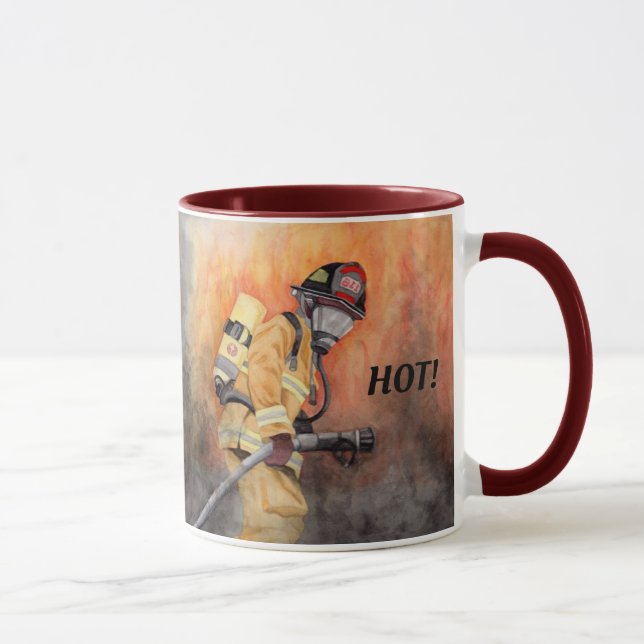 Mug Coupe de café pompier Personnaliser les mots (Droite)