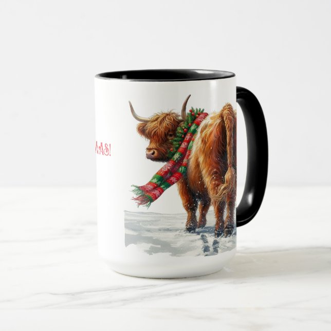 Mug Coupe de la vache Highland "Moo-ry Christmas" (Devant droit)