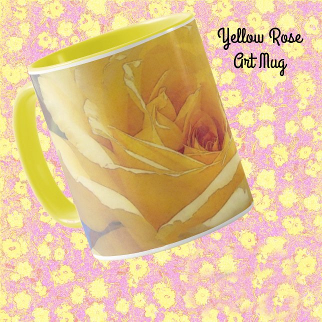 Mug Coupe de Musique Jaune Rose Art Garden (Yellow Rose Flower Close Up Art on a mug.)