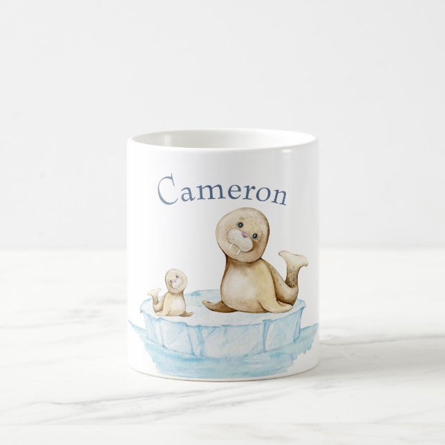 Mug Coupe de phoque sur le Baby shower d'hiver de glac (Centre)