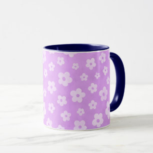 Mug Coupe de thé aux fleurs violettes et blanches avec